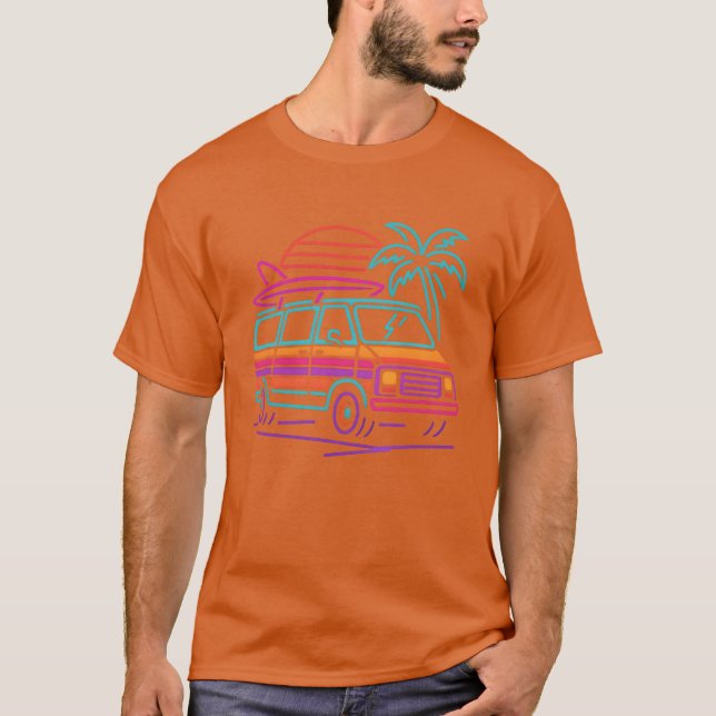 Neon Surf Van Sunset girl T-Shirt (Front)