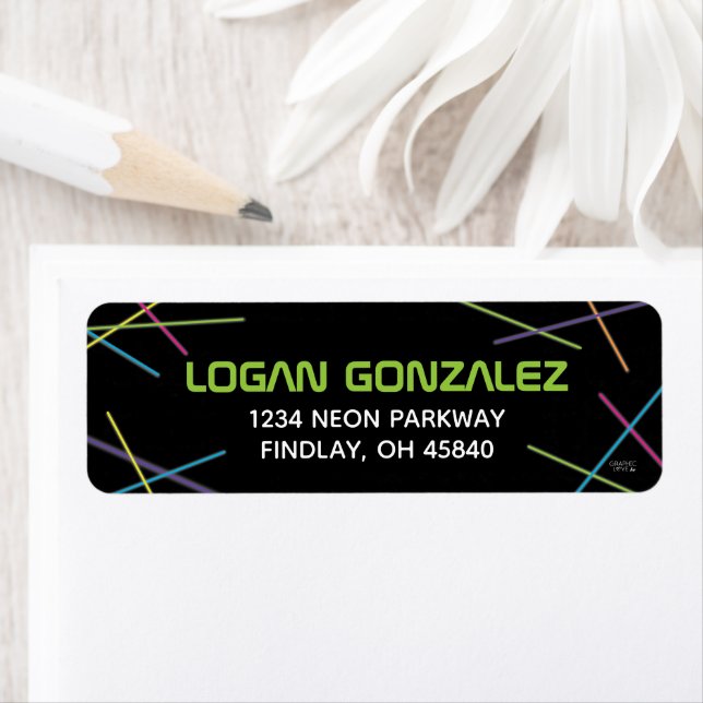 Neon Sweet 16 Birthday Glow Party Address Label (Insitu)