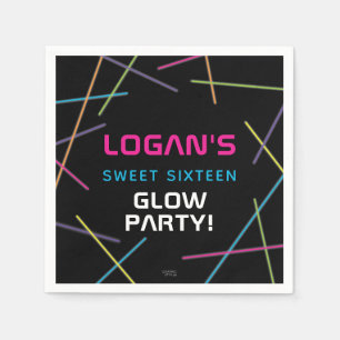 Neon Sweet 16 Birthday Glow Party Napkins