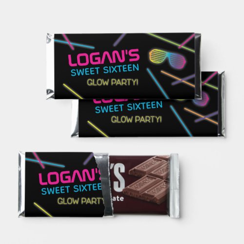 Neon Sweet 16 Birthday Glow Party Thank You Hershey Bar Favors
