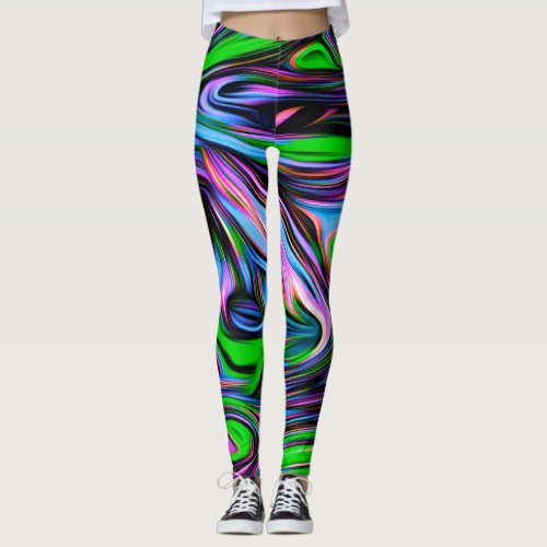 Neon Swirl Design Pattern Leggings