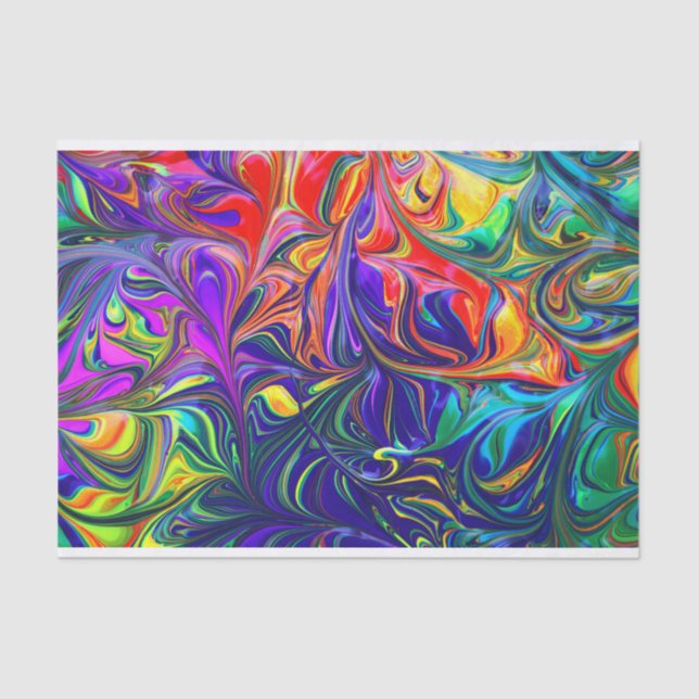 Neon Swirls Rainbow Colors Tissue Paper (Front)