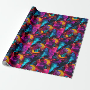 Neon Symmetry Abstract Wrapping Paper