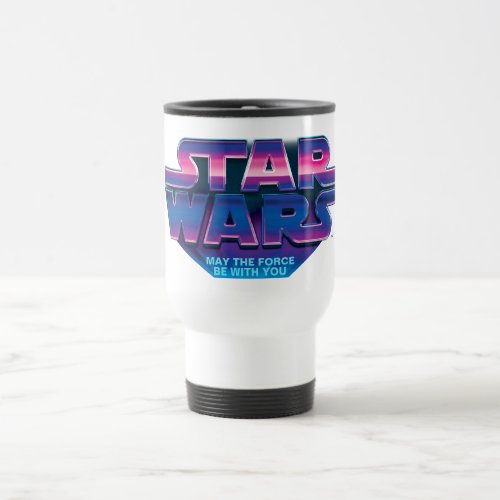 Neon Synthwave Star Wars Logo Travel Mug