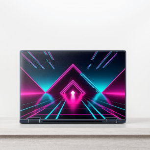 Neon Synthwave Tunnel Glowing Cyberpunk Sci-Fi HP Laptop Skin