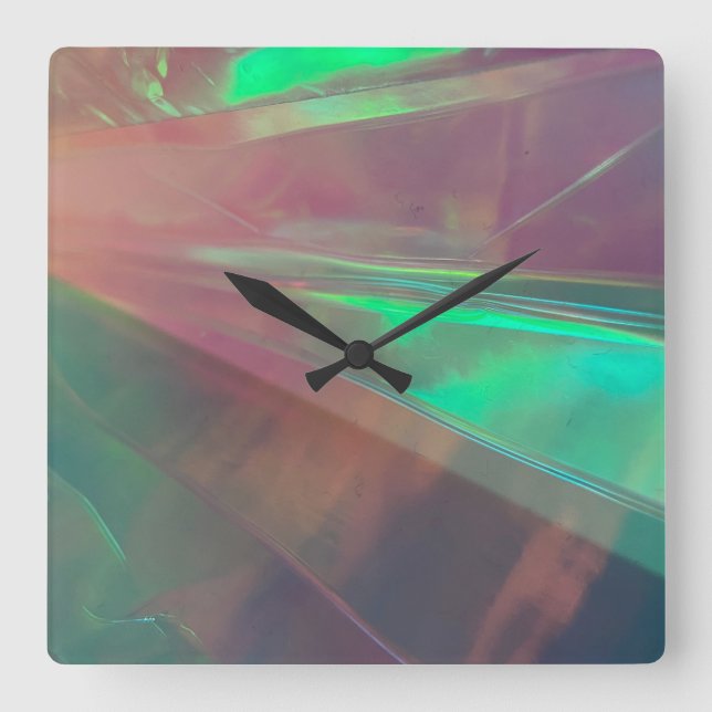 Neon Synthwave Wall Clock – Sci-Fi Iridescent  (Front)