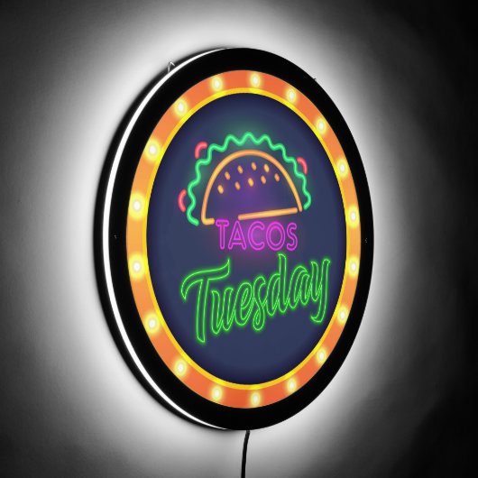 Neon Taco Tuesday LED Sign (Angle)