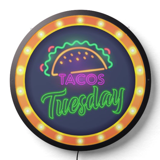 Neon Taco Tuesday LED Sign (Lights Off)