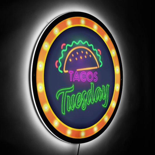 Neon Taco Tuesday LED Sign (Angle)