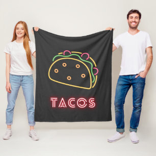 Neon Tacos Symbol Fleece Blanket