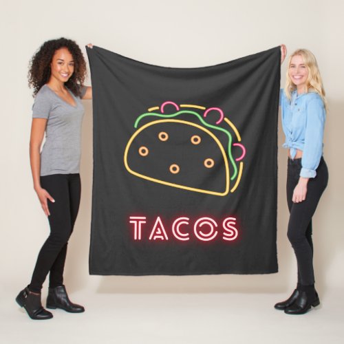 Neon Tacos Symbol   Fleece Blanket