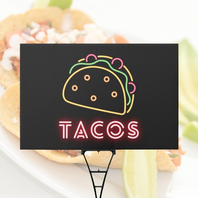Neon Tacos Symbol Outdoor Yard Sign (Creator Uploaded)