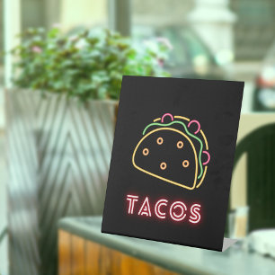 Neon Tacos Symbol Pedestal Sign
