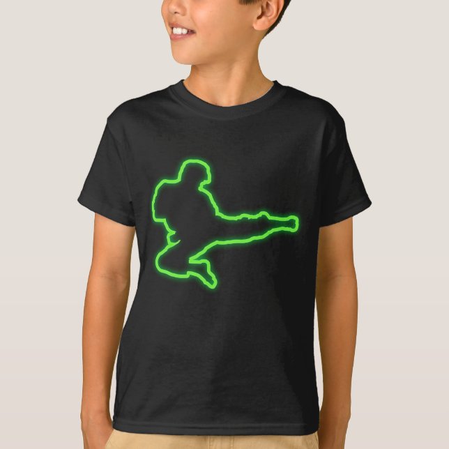 Neon Tae Kwon Do Geometric Retro Gift Idea T-Shirt (Front)