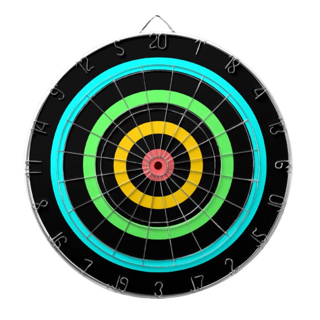 Neon Target Dartboard With Darts (Front)