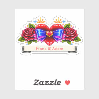 Neon Tattoo Style heart invite Love Sticker