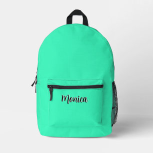 Neon Teal and Black 3D Personalized Name Printed Backpack