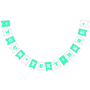 Neon Teal and White Color   Customize  Bunting Flags