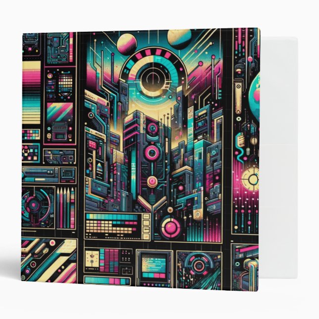 Neon Tech Odyssey 3 Ring Binder (Front/Inside)