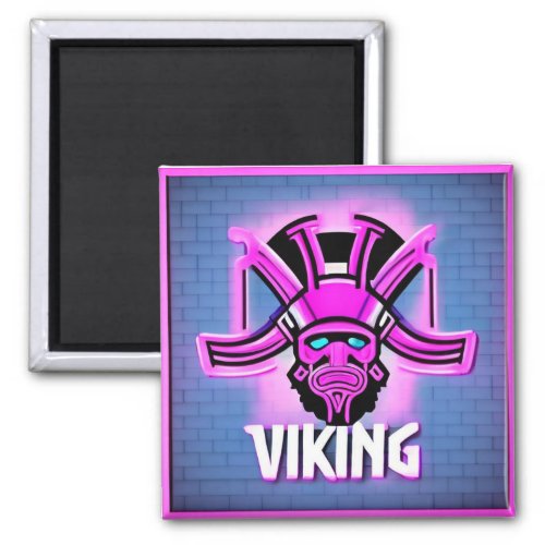 Neon Techno Viking Magnet