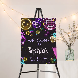 Neon Teenager Thirteenth Birthday Welcome Sign