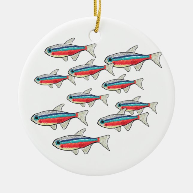 Neon Tetra Ceramic Ornament (Front)