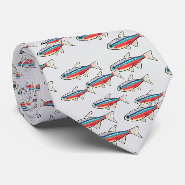 Neon Tetra Neck Tie (Rolled)