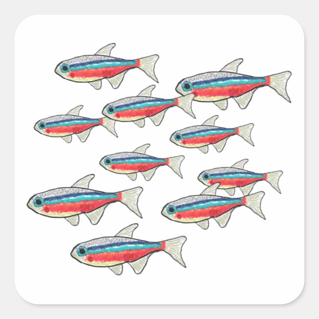 Neon Tetra Square Sticker (Front)