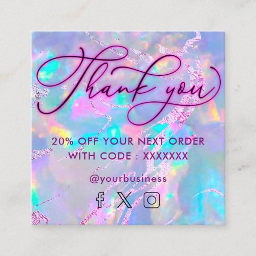 neon thank you gemstone opal texture discount card