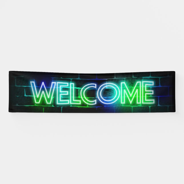 Neon themed welcome banner (Horizontal)