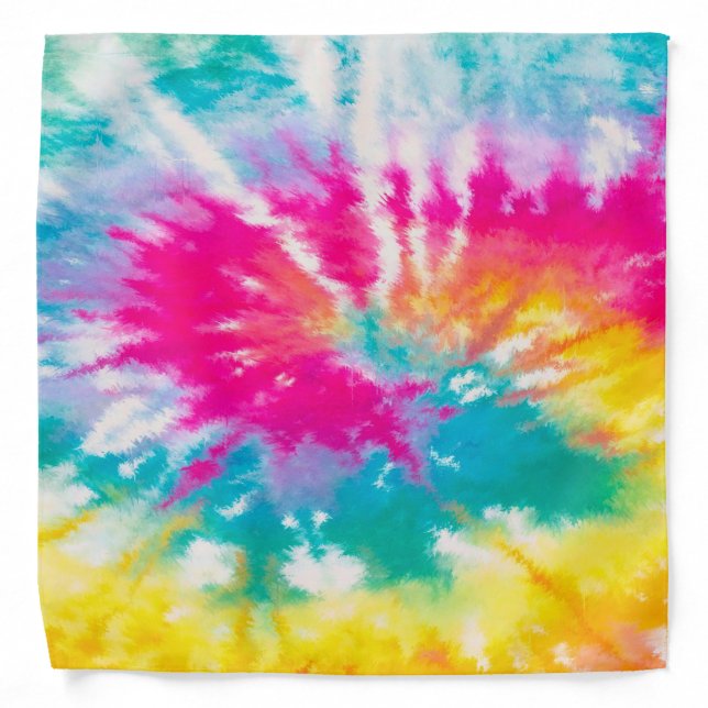 Neon Tie Dye Hippie  Bandana (Front)
