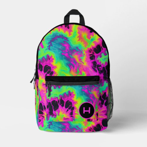 Neon Tie Dye Monogram  Printed Backpack