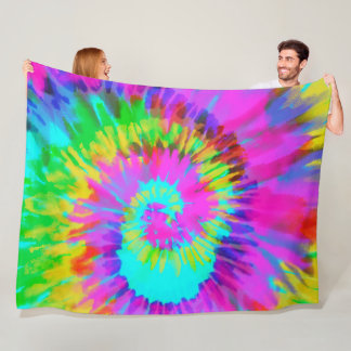 Neon Tie Dye Swirl Fleece Blanket