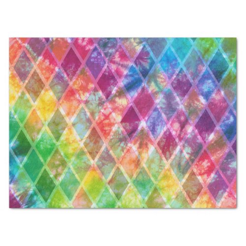 Neon Tie Dye Watercolor Harlequin Argyle  Tissue Paper