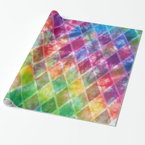 Neon Tie Dye Watercolor Harlequin Wrapping Paper