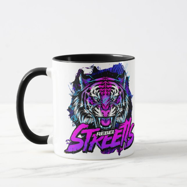 Neon Tiger Urban Streetwear Design Mug (Left)