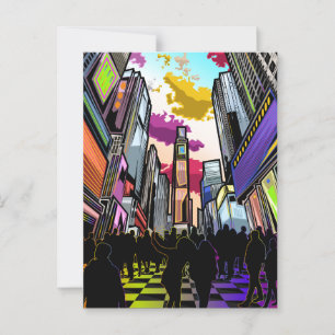 Neon Times Square Abstract Art Postcard – NYC at N