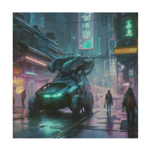 Neon Tokyo Nights (Cyber Edition) Wood Wall Art