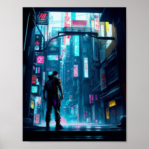 Neon Tokyo Nights Poster