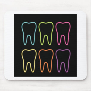 Neon tooth graphic for dentist mouse pad