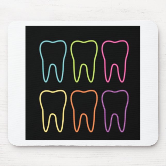 Neon tooth graphic for dentist mouse pad (Front)
