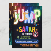 Neon Trampoline Bounce Birthday Party Invitation (Front/Back)