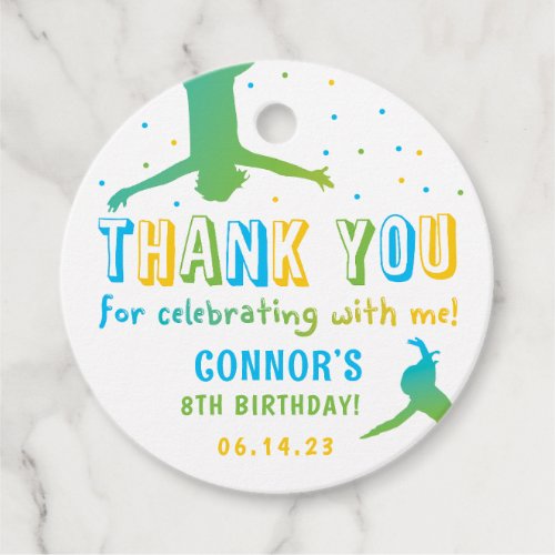 Neon Trampoline Park Boys Birthday Favor Tags