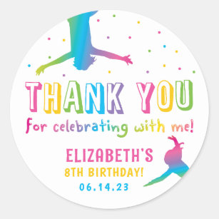 Neon Trampoline Park Girls Birthday Favor Classic Round Sticker