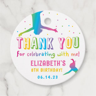 Neon Trampoline Park Girls Birthday Favor Tags