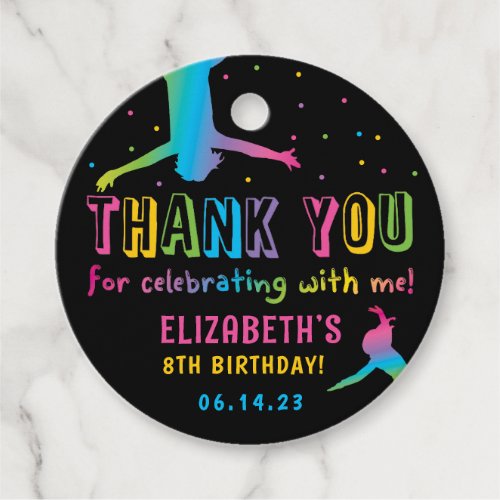 Neon Trampoline Park Girls Birthday Favor Tags