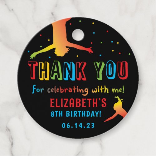 Neon Trampoline Park Kids Birthday Favor Tags