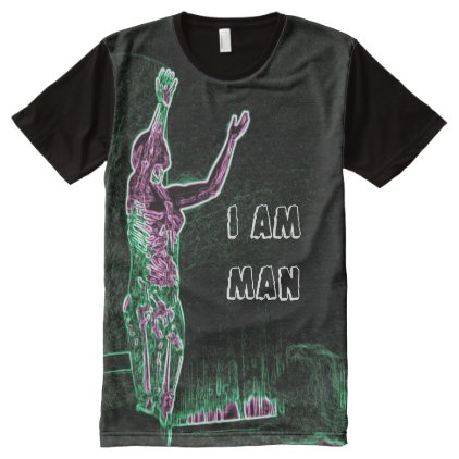Neon Transparent Man Reaching For the Sky I AM MAN All-Over-Print Shirt