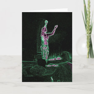 Neon Transparent Man Reaching For the Sky I AM MAN Card