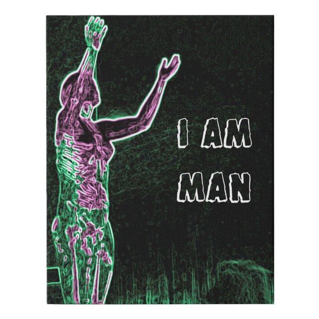 Neon Transparent Man Reaching For the Sky I AM MAN Faux Canvas Print (Front)